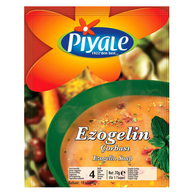 Ezogelinsoppa från Piyale. Ezogelin, som betyder "Bruden Ezo", är en turkisk linssoppa. Ezogelin soppa har en intressant bakgrund till varför den även kallas för "bröllop soppa", vilket du kan läsa om