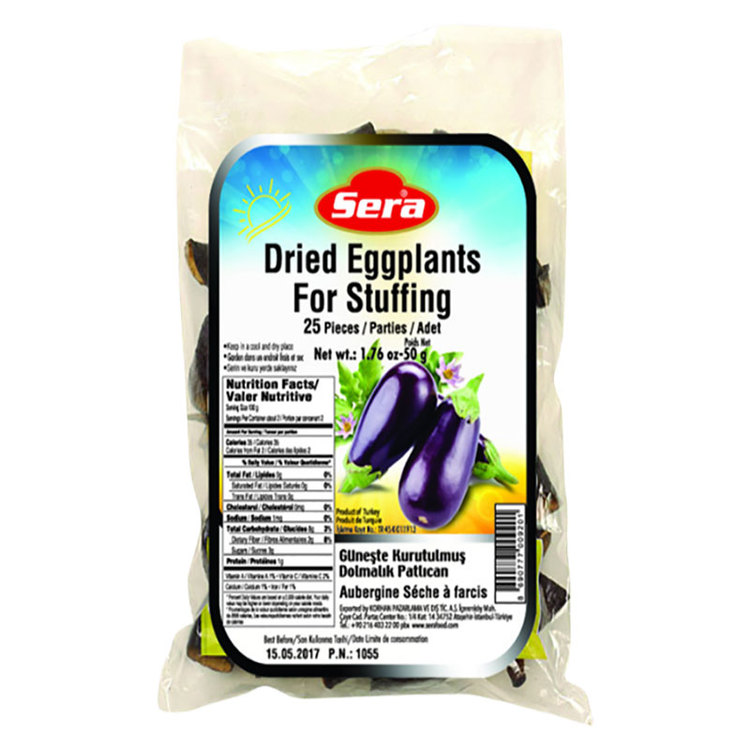 Soltorkad aubergine från Sera. Produkt av Turkiet.