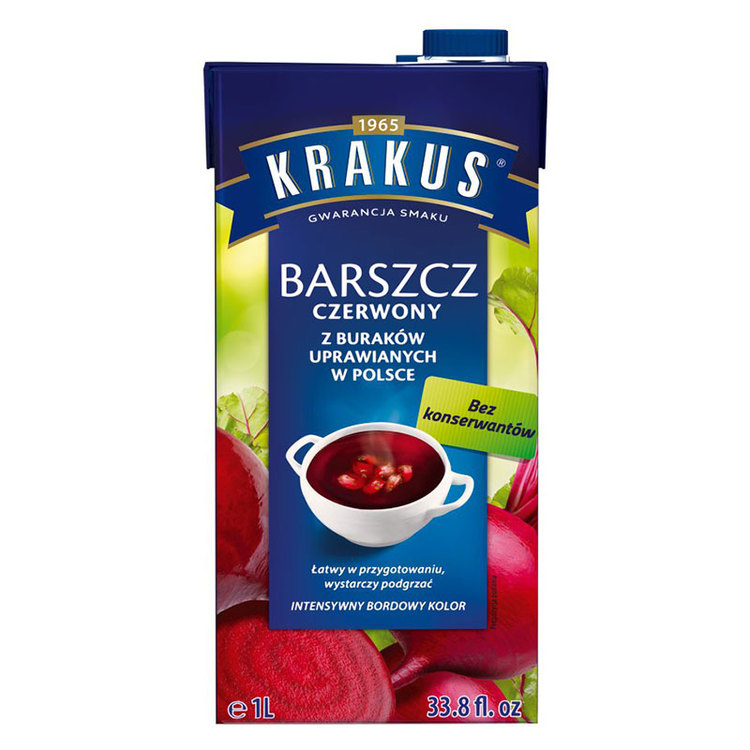 Rödbetssoppa - barszcz - borsjtj är smaken av polsk julafton. Krakus borscht är baserad på koncentrerad rödbetasaft utan konserveringsmedel och är en utsökt soppa som du förtjänar inte bara vid specie