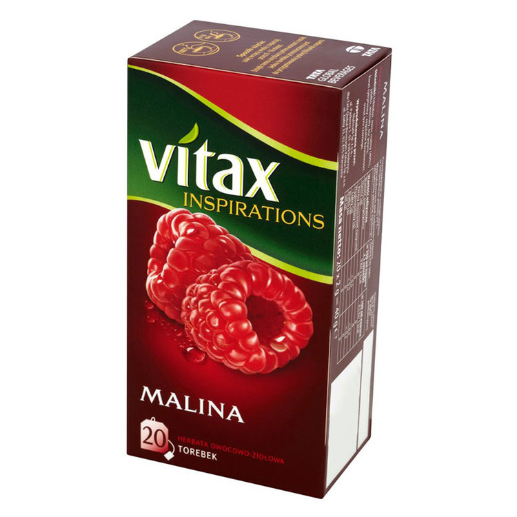 Vitax hallon te, 20 tepåsar. Produkt av Polen.