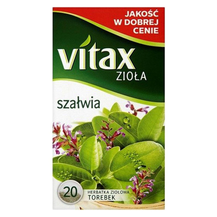 Salvia te tepåsar från polska Vitax är ett örtte som ger en härlig upplevelse för både kropp och själ. Den aromatiska doften och den friska smaken är ett fint sätt att börja dagen på. Salvia te tepåsa