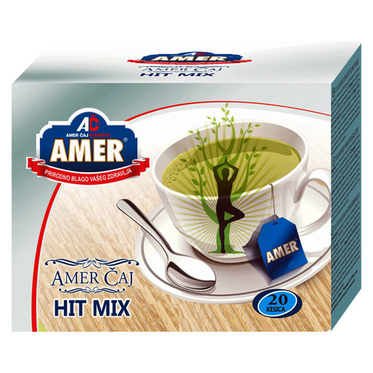 Amer Čaj Hit Mix örtte är en te blandning för att reglera kroppsvikten. Örtteet används för att stimulera matsmältningen och påskyndar ämnesomsättningen.