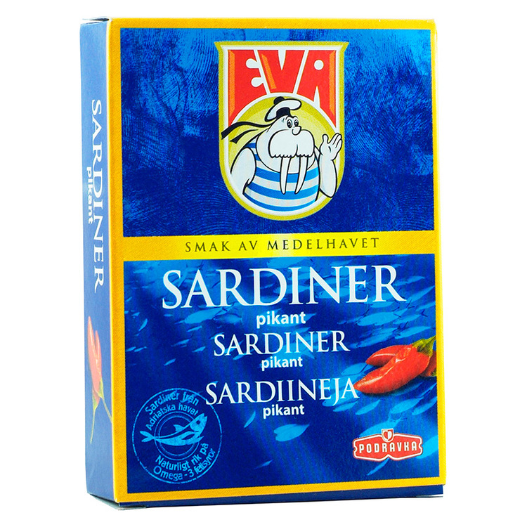 Sardiner i vegetabilisk olja med starka feferoni. Naturlig källa av kalcium, omega-3 och fettsyror.