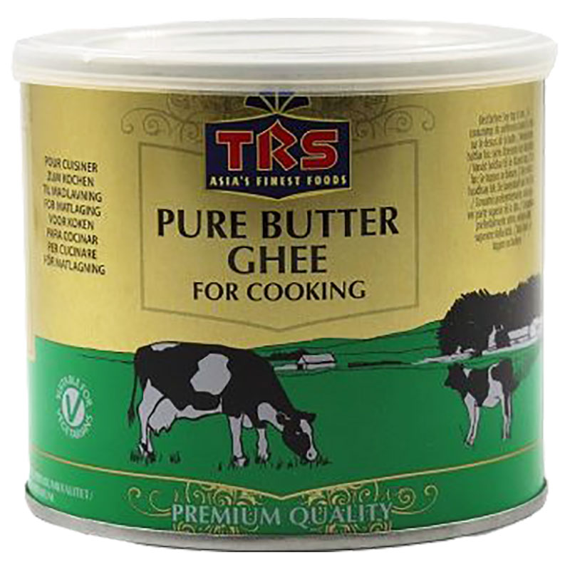 TRS Pure Butter Ghee är en variant av ghee, eller skirat smör som det också kallas på svenska. Ghee är en mejeriprodukt som framställs genom att smör kokas långsamt så att mjölkproteinet och vattnet s