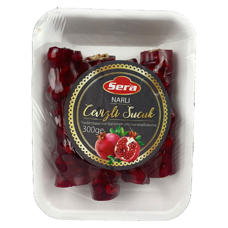 Valnöt delikatess med granatäpple smak från Sera. Produkt av Turkiet.