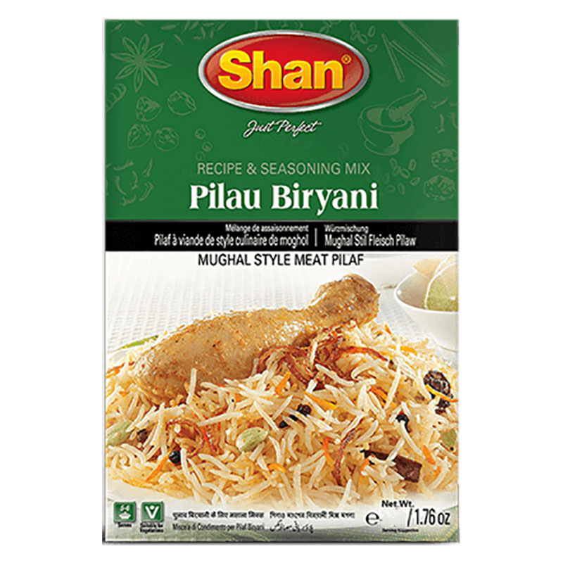Shan Pilau Biryani kryddmix är speciellt utformad för att ge en perfekt blandning av kryddor och smaker som är karakteristiska för pilau-rätter. Kryddmixen kan innehålla ingredienser som koriander, sp