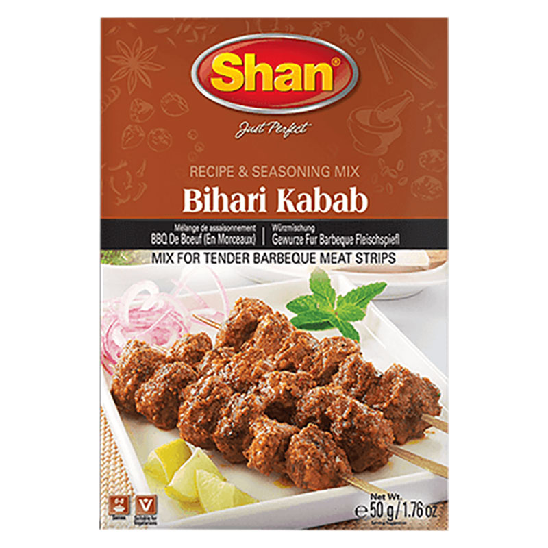 Shan Bihari Kabab Mix är en kryddblandning som hjälper dig att skapa de autentiska och smakrika Bihari Kababs hemma på grillen. Bihari Kababs är en populär köttgrillrätt från regionen Bihar i Indien o