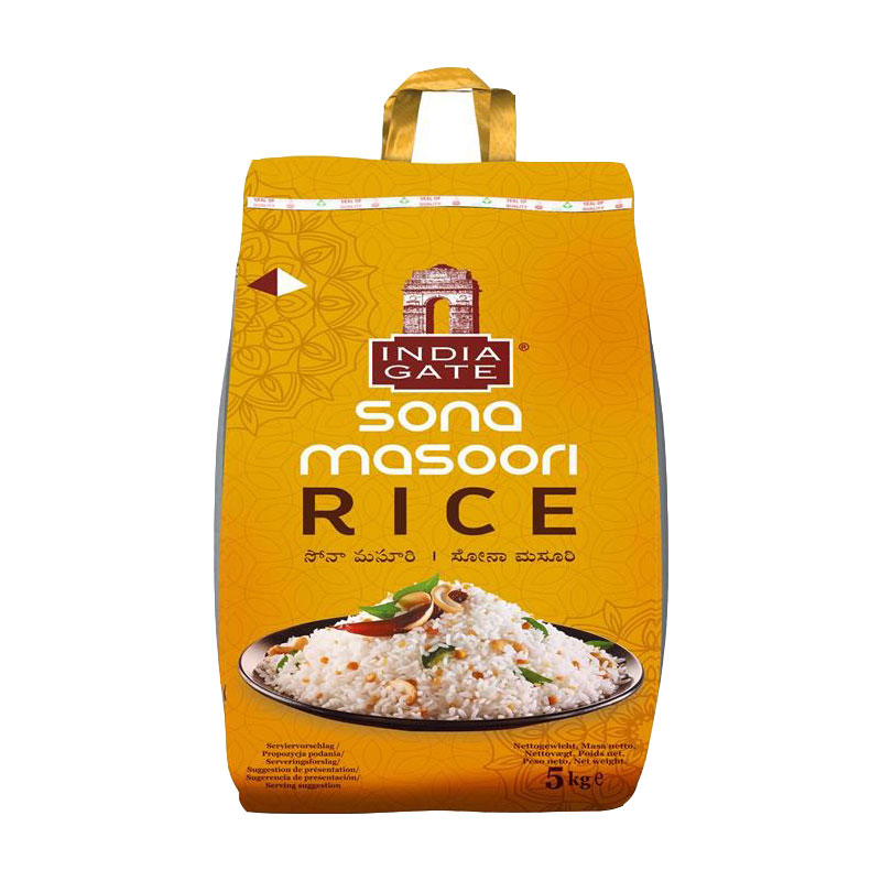India Gate - Sona Masoori är ett kortkornigt, aromatiskt ris från Himalaya med väldigt rik smak. Jämfört med Basmati ris så har Sona Masoori även en tydligare doft när det är kokt.