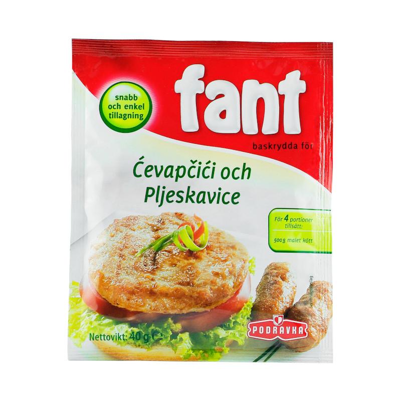 Kryddmix till Cevapcici och Pljeskavica (Balkan pannbiffar) från varumärket Podravka.