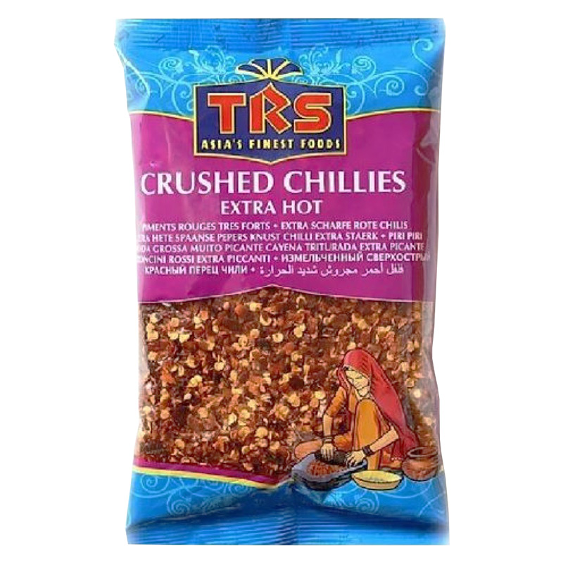 Krossad stark chili från TRS. 0g  Stark chilikross som passar utmärkt i all matlagning. Används i chiligrytor, köttfärssås eller som vacker topping på din servering.   Mycket dekorativt kross som även