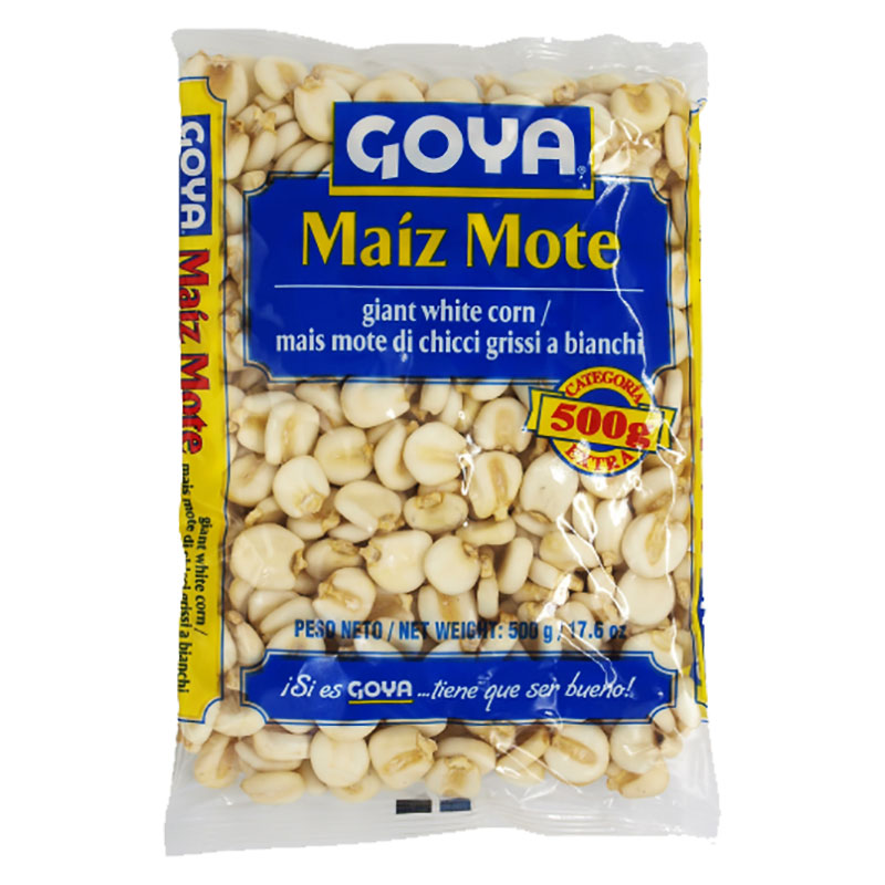 Goya Stora Vita Majs (Maíz Mote) - Upptäck den autentiska smaken av det klassiska latinska köket med Goya Stora Vita Majs. Denna viktiga ingrediens används främst i mexikansk matlagning, särskilt i rä