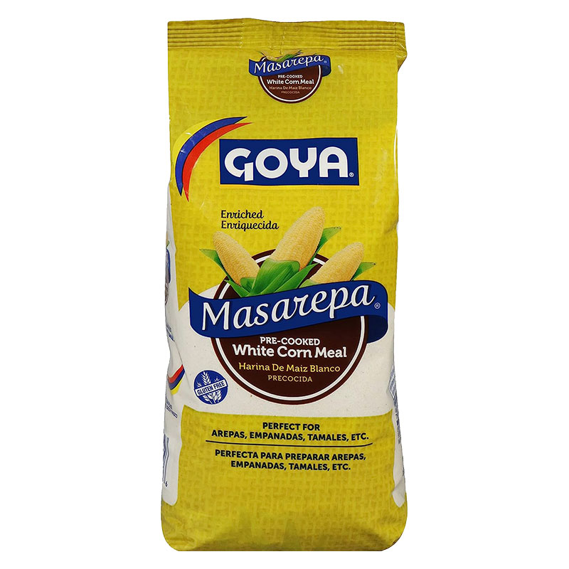 Goya Vit Majsmjöl Masarepa 2kg (Masarepa Blanco) - Utforska det autentiska latinamerikanska köket! Ge din familj en smakresa med läckra hemlagade delikatesser som arepas, tortillas, pupusas, bröd och 