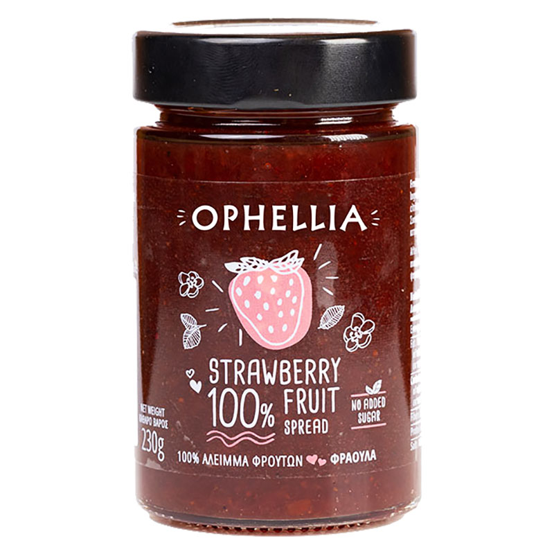 Njut av smaken av sommaren med Ophellia Jordgubbsmarmelad, en utsökt skapelse från soliga Grekland. Denna marmelad är framställd med 100% naturliga jordgubbar och det bästa av allt - den är helt socke