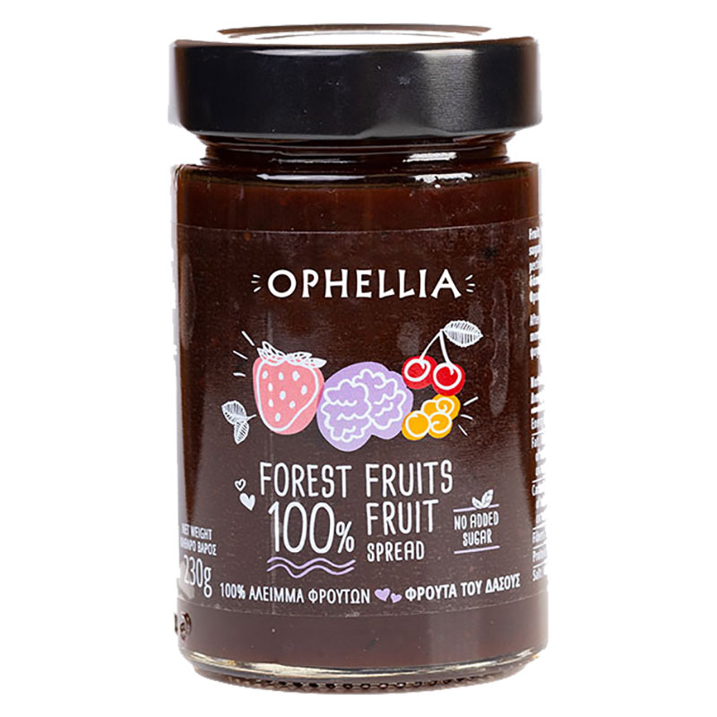 Upptäck den rika smaken av skogsbär med Ophellia Skogsfrukt Marmelad, en delikatess direkt från soliga Grekland. Denna marmelad är skapad med enbart det bästa från skogens skatter och det mest anmärkn