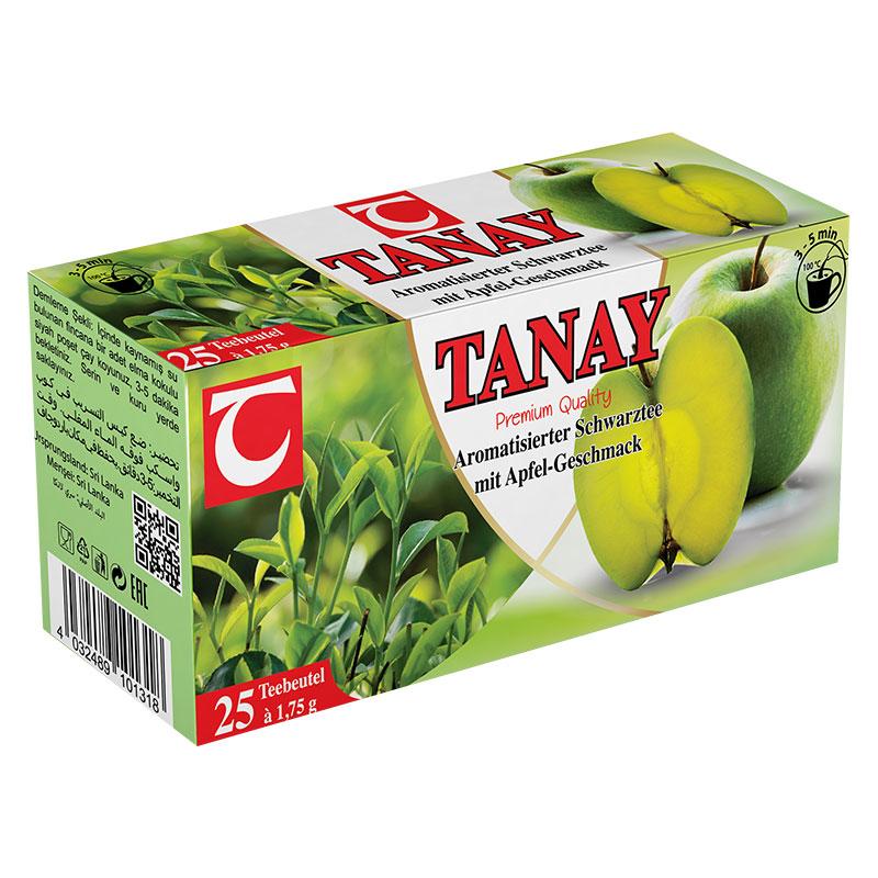 När det kommer till en härlig smakresa är Tanay Svart Te med Äppelsmak svaret. Detta svarta te har noggrant berikats med den naturliga, uppfriskande smaken av äpple, och resultatet är en smaksensation