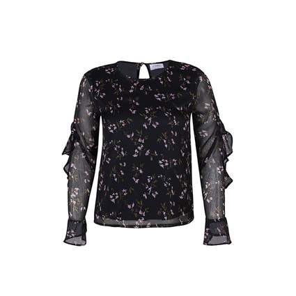 Blouse svart blommig