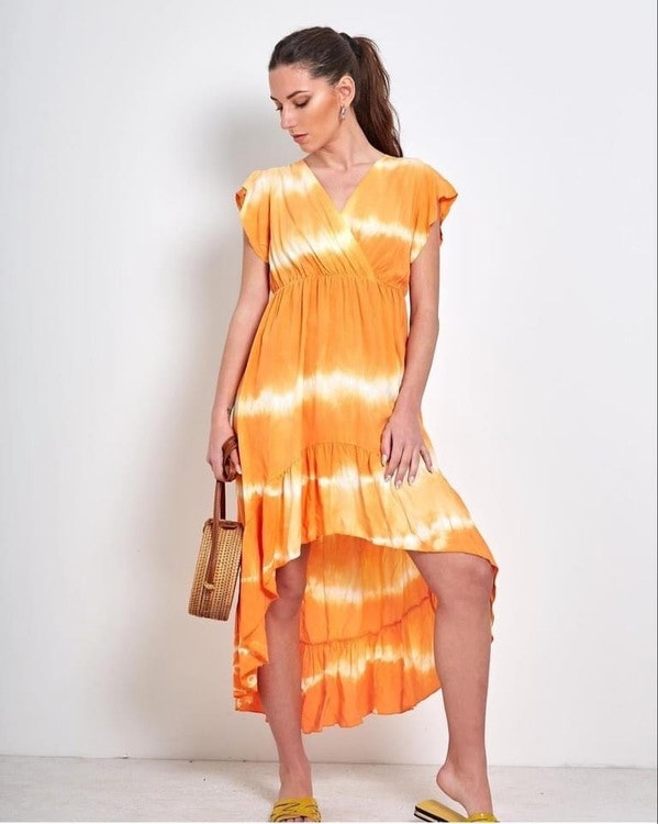 Batik klänning Orange - Morlins.se