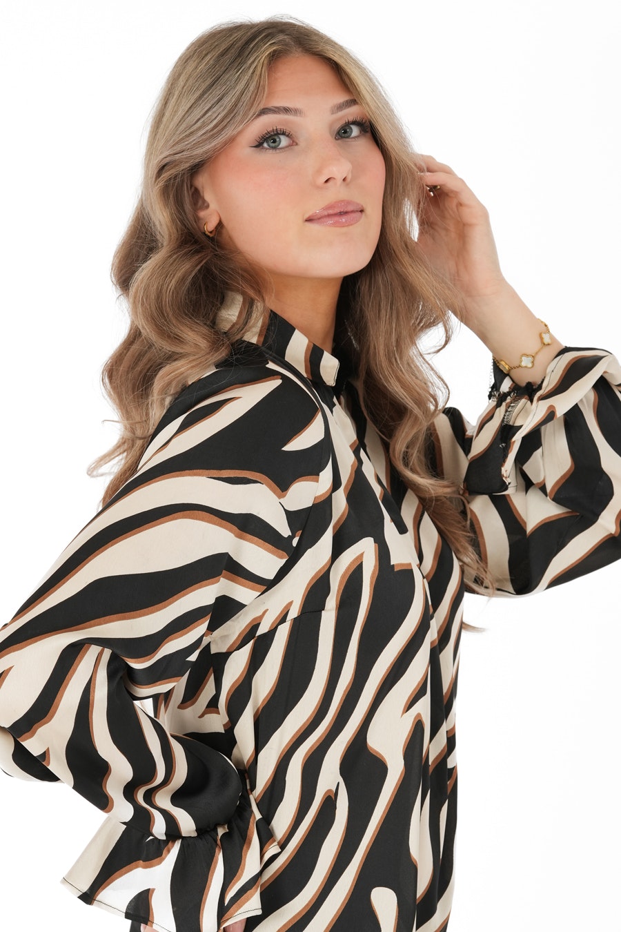 EVELYN SHIRT CHAMPAGNE/BLACK/HAZEL
