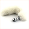 White Arctic Fox Tail, metallplugg, Medium