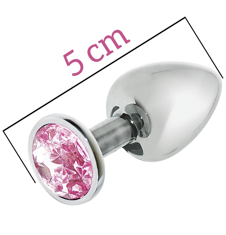 Mai No.72, Metallplugg med rosa kristall, small