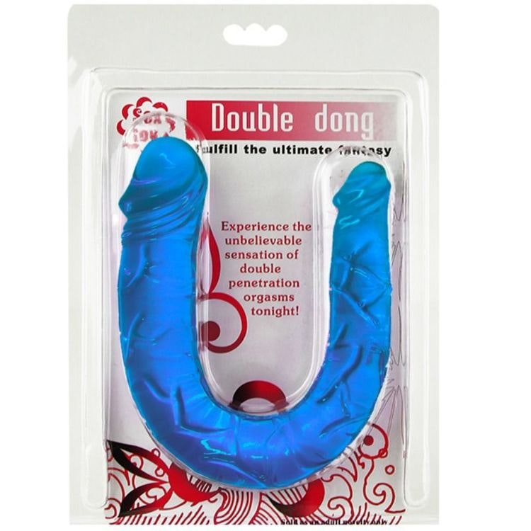 Double flexible dildo, blå