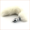 White Arctic Fox Tail, metallplugg, Small