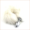 White Arctic Fox Tail, metallplugg, Small