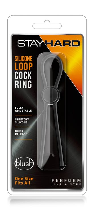 Stay Hard Silicone Loop Cock Ring, Svart