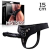 Mistress - Elastic strap-on with 15 cm dildo, Black