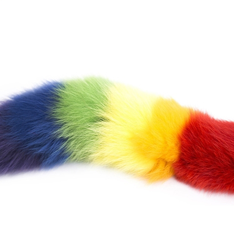 Colorful Fox Tail Steel Butt Plug, Small