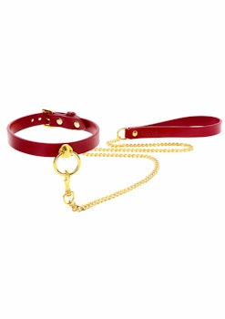 TABOOM - O-Ring Collar and Chain Leash, Red
