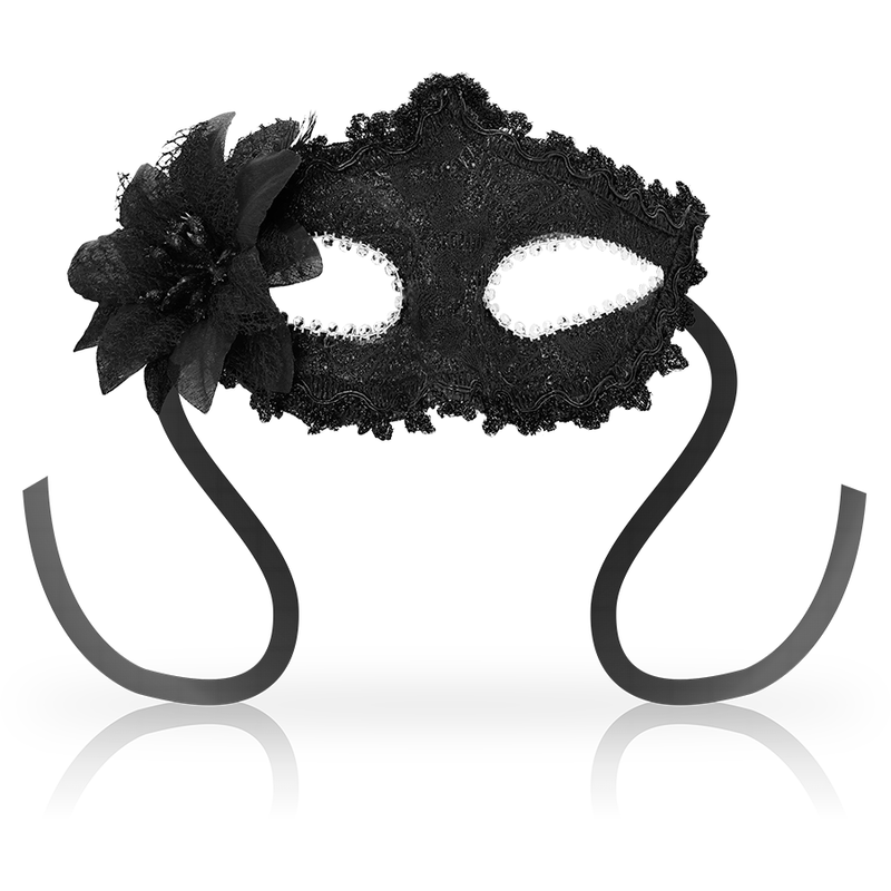 OhMama - Venetian eye mask with side flower, Black