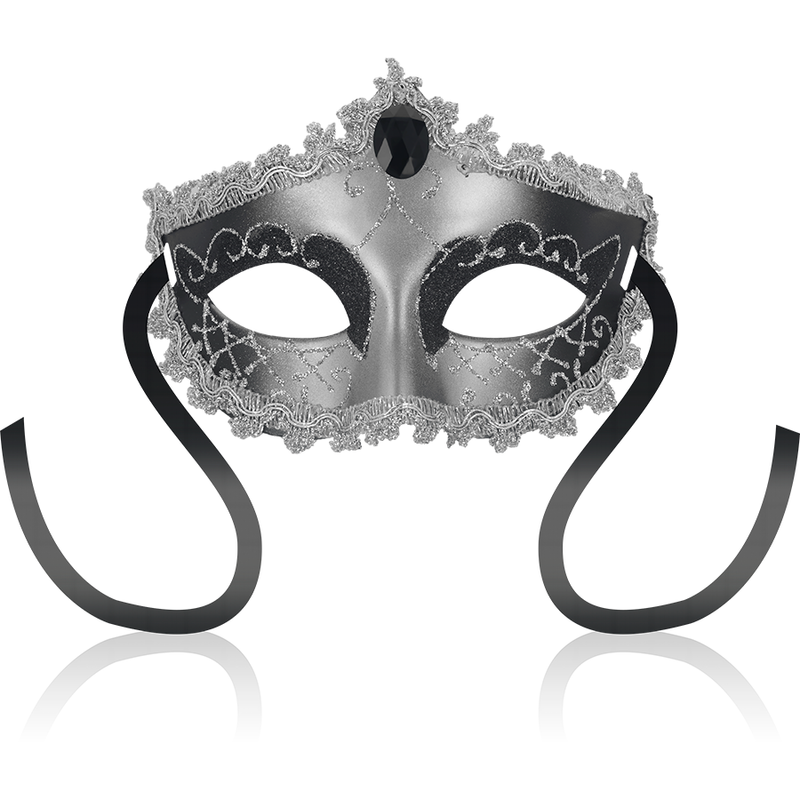 OhMama - Venetian eye mask with black diamond, Silver