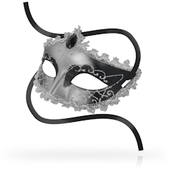 OhMama - Venetian eye mask with black diamond, Silver