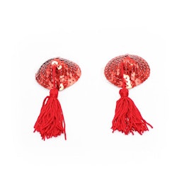 FETISH ADDICT HEART SEQUIN NIPPLE COVER WITH TASSEL RED
