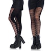 Double layer shredded spandex and fishnet tights