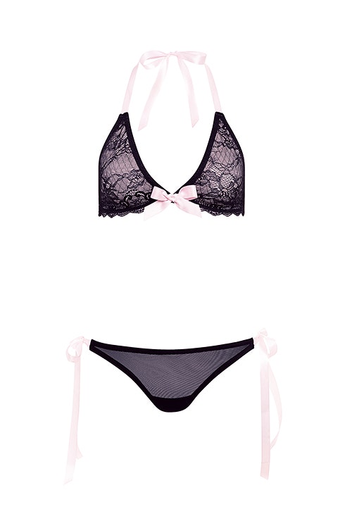 Barely bare - Ribbon Tie Bralette Set, OS