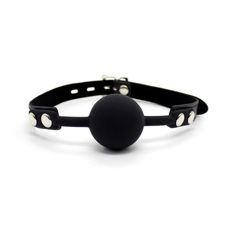 Fetish addict - Silicone Ball Gag with padlock 4 cm, Black