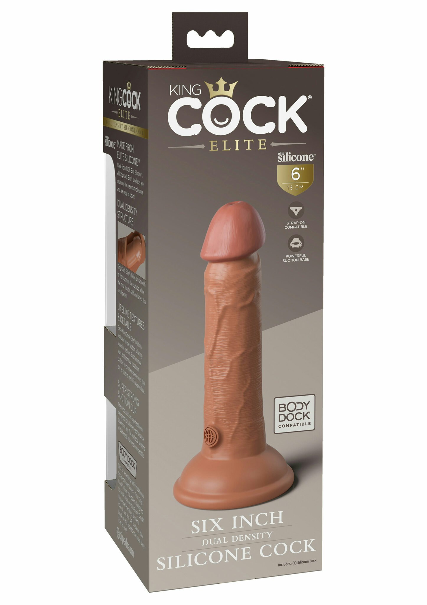 King Cock Elite - 6 inch 2Density Silicone Cock, Caramel