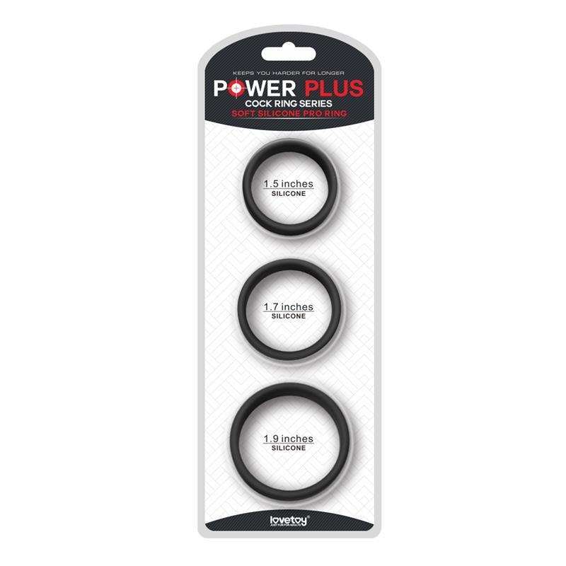 Pack of 3 - Penis ring Power Plus, Black