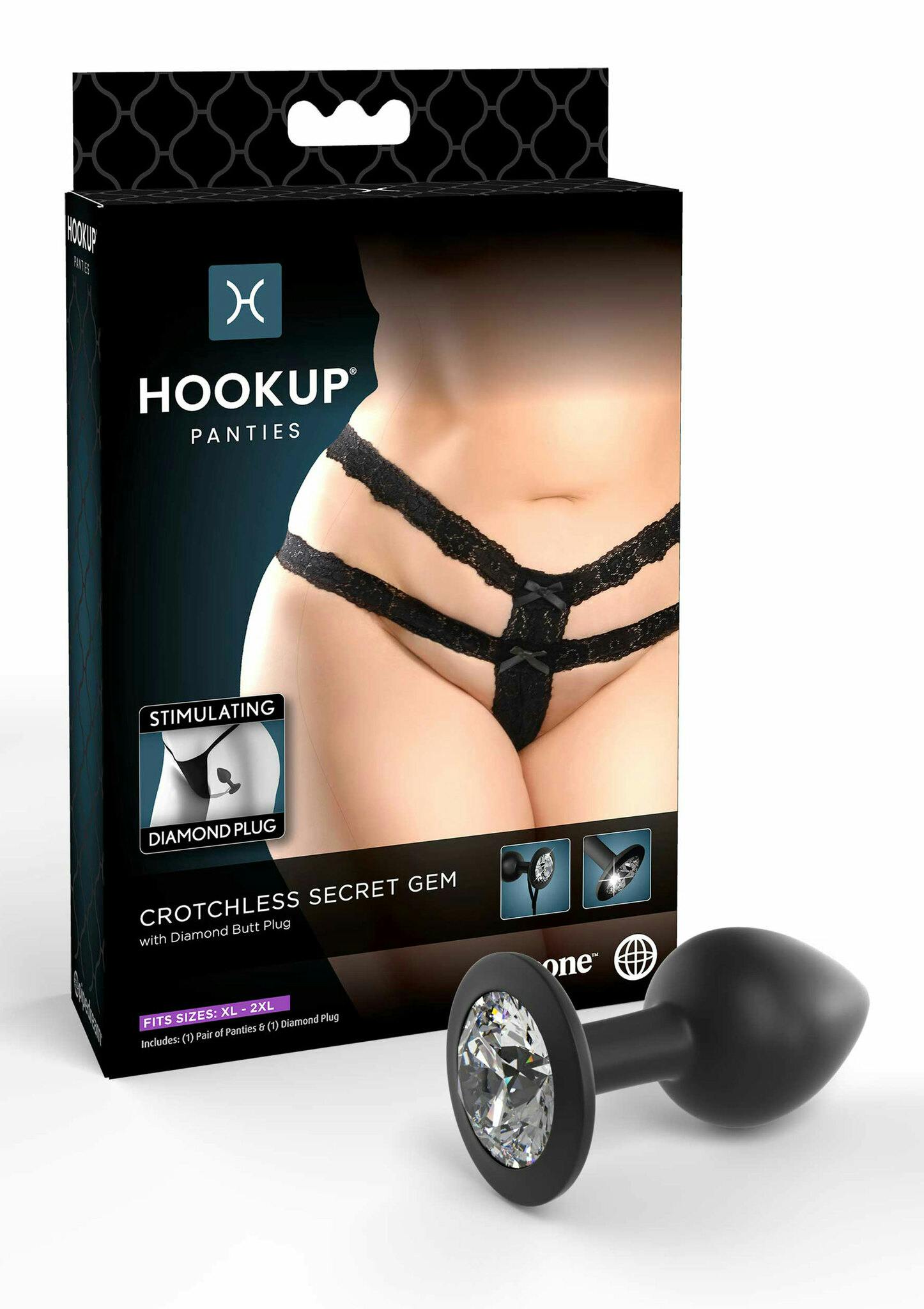 Hookup panties - Crotchless Secret Gem, XL-2XL