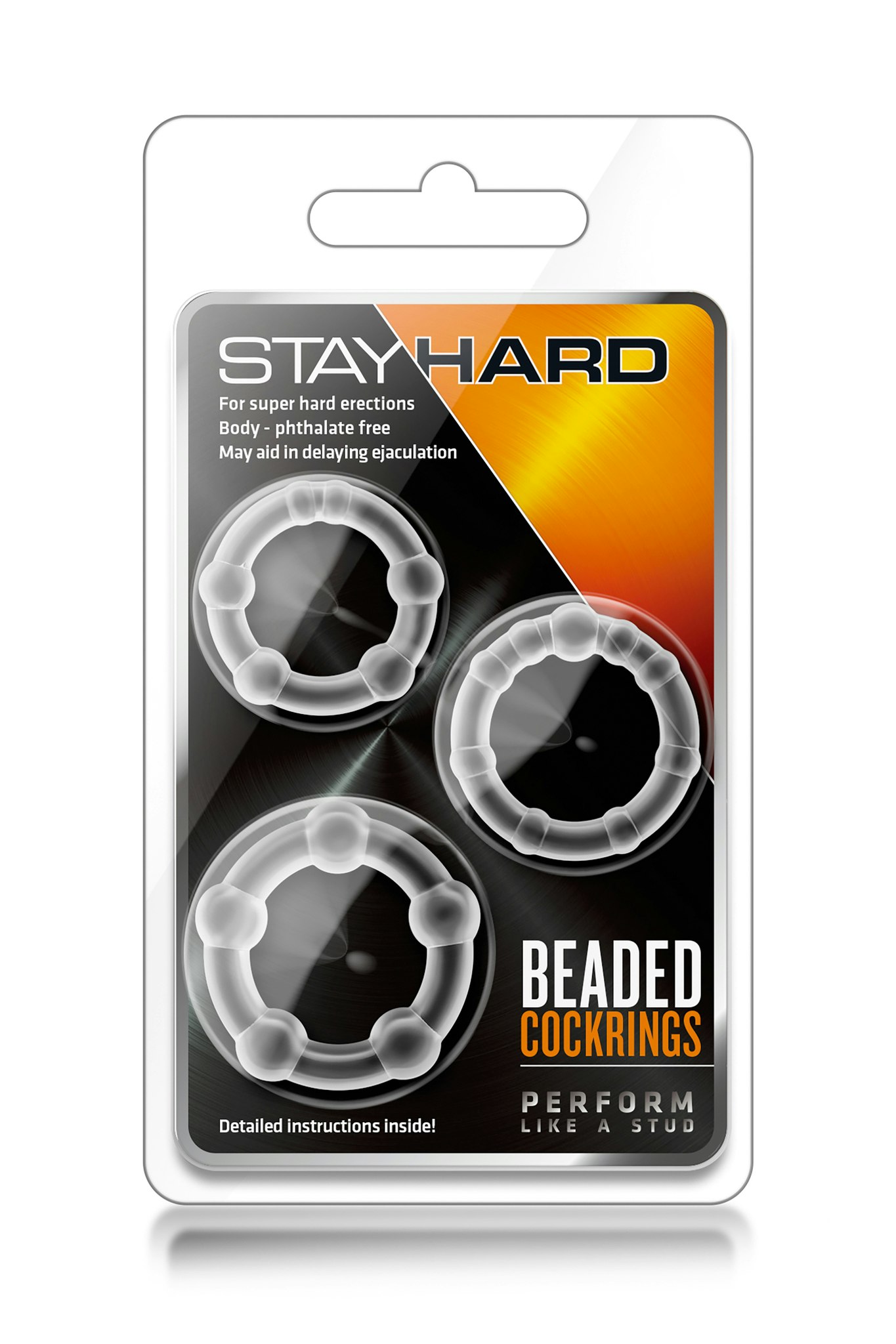 Stay Hard - Beaded cock rings, Clear