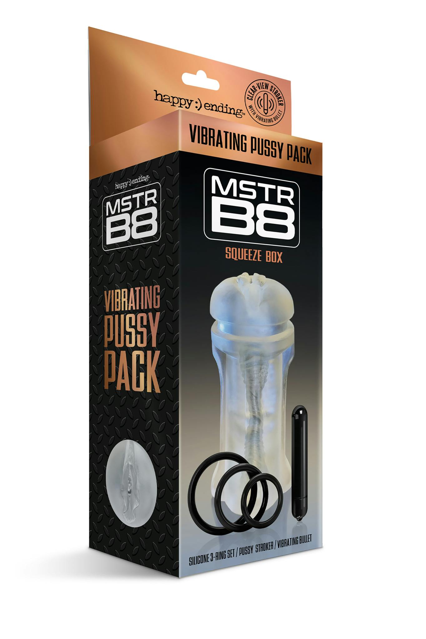 Happy ending, MSTRB8 Vibrating Stroker Pussy pack "Squeeze Box"
