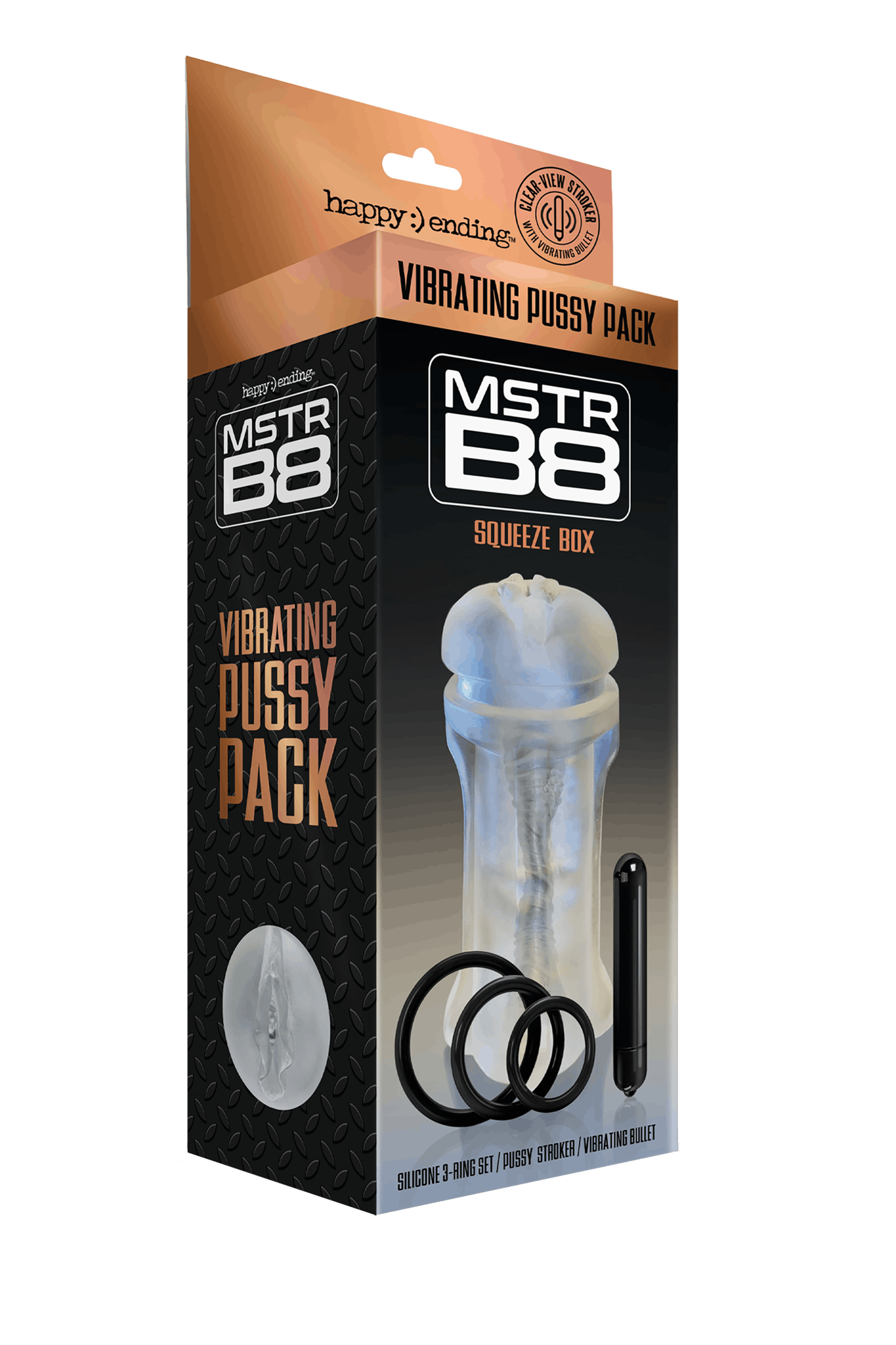 Happy ending, MSTRB8 Vibrating Stroker Pussy pack "Squeeze Box"
