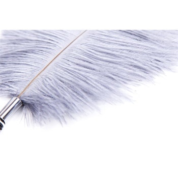 Feather Tickler with wrapped handle, 46 cm, Light grey