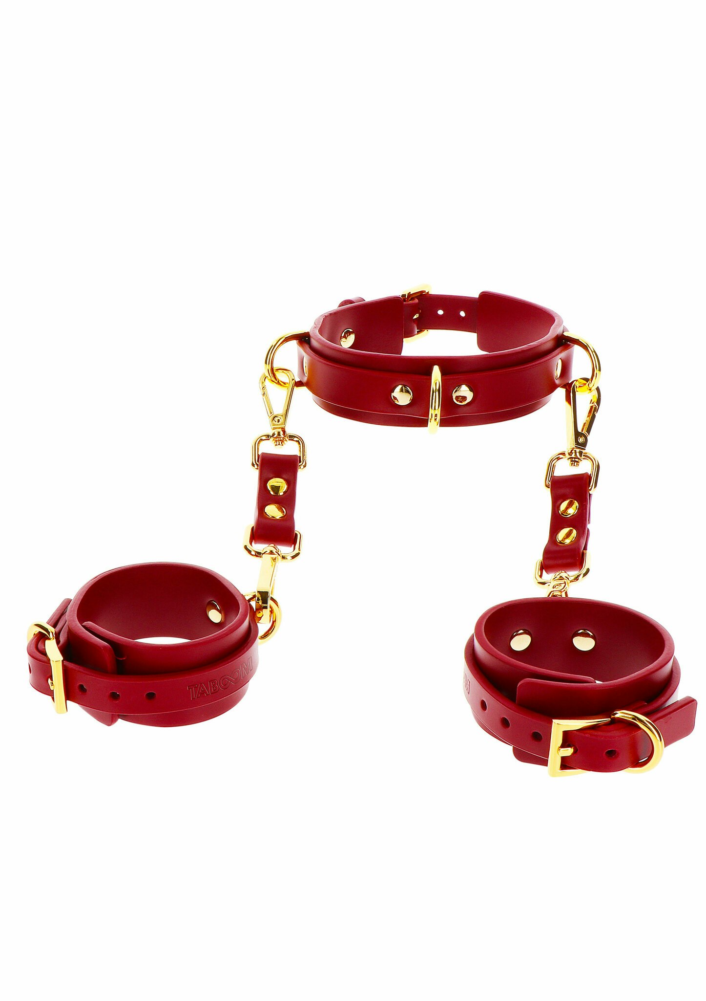 TABOOM - D-Ring Collar and Wrist Cuffs, Red