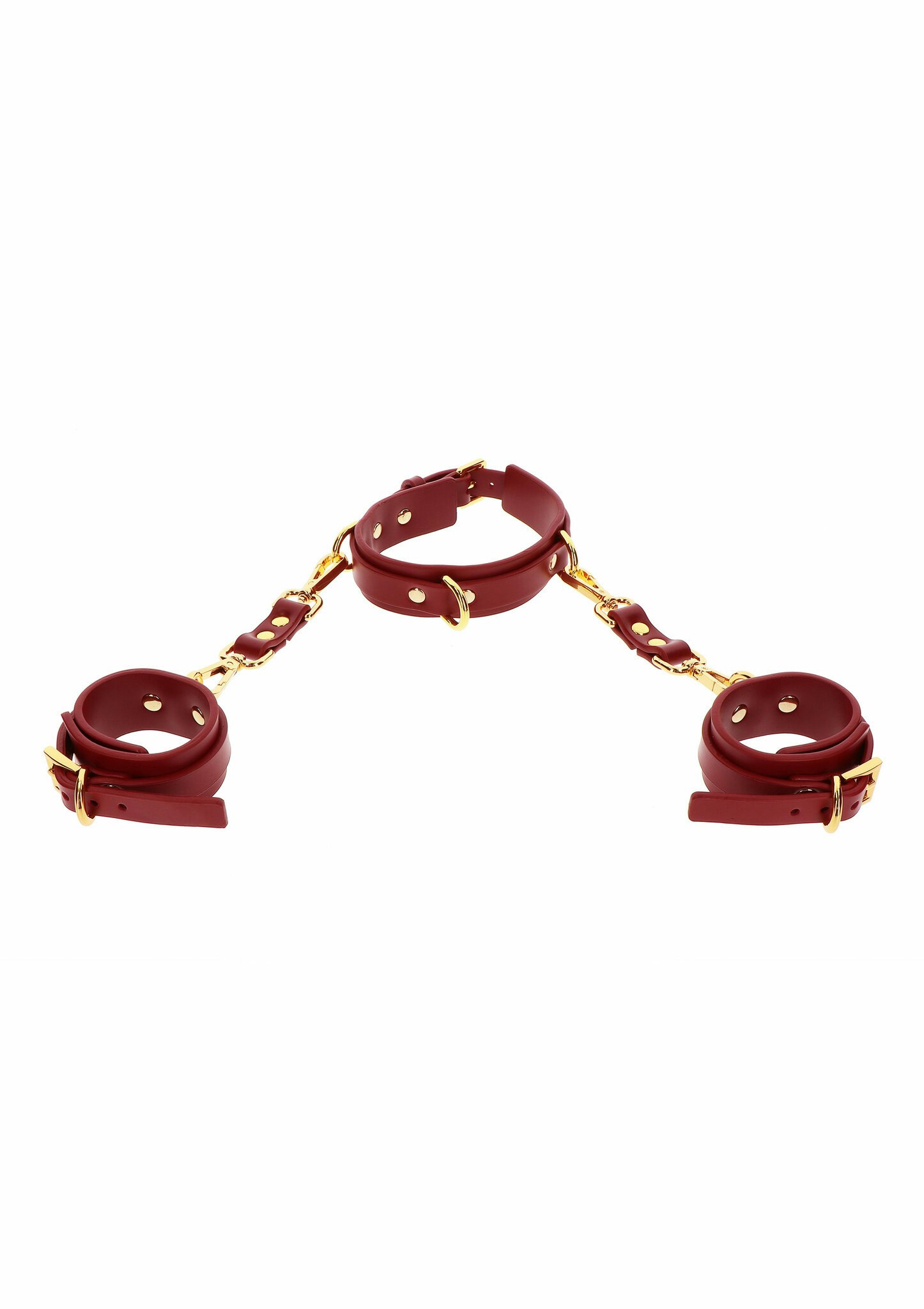 TABOOM - D-Ring Collar and Wrist Cuffs, Red