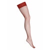 Fishnet hold ups with lace band with silicone, S/M, Dark red