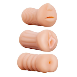 Realstuff - Set of 3 masturbators, Vagina, anus and mouth
