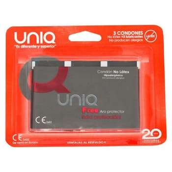 Uniq - Free, Latex-free condoms with protective ring 3-pack